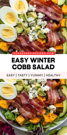 an easy winter cobb salad with bacon, avocado and hard boiled eggs