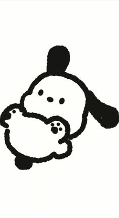 a black and white drawing of a stuffed animal