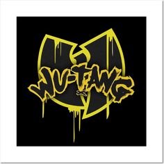 the word swag on a black background with yellow paint splattered over it