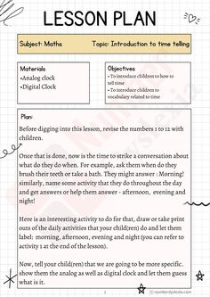 the lesson plan for children to learn how to use numbers and symbols in their writing