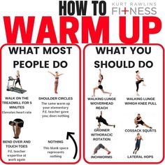 a poster with instructions on how to warm up and what to do when you should