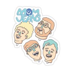 stickers with the faces of four men wearing glasses and one has an emo's on it