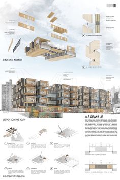 an architectural diagram shows the various sections of a building that are connected to each other