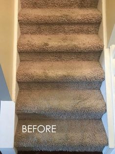 stairs with carpet before and after cleaning