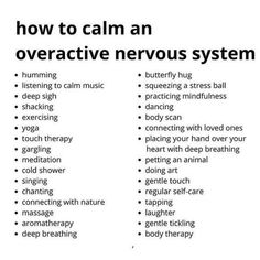 How To Calm Down When Nervous, Soothe Nervous System, Nervous System Exercise, Healthy Nervous System, How To Calm Nervous System, Calming The Nervous System, Calming Nervous System, Nervous System Regulation Techniques, Healing Nervous System