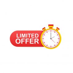 a red and yellow clock with the words limited offer