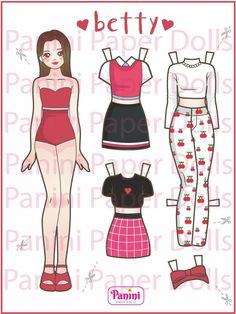 the paper doll is wearing two different outfits