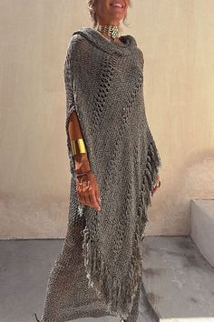 Oversized Fringe Casual Poncho, Oversized Fringe Poncho Casual Style, Beach Cape Shawl For Fall, Casual Poncho For Beach Cover-up In Fall, Casual Fall Poncho For The Beach, Casual Fall Beach Poncho, Chic Fall Poncho For Beach, Chic Beach Poncho For Fall, Chic Fall Beach Poncho