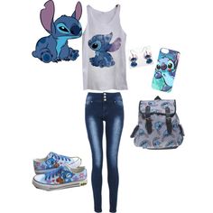 Disney Stitch themed outfit - Polyvore Stitch Pants, Lilo And Stitch Quotes, Cute Disney Outfits, Outfit Polyvore, Lilo Et Stitch, Stitch Clothes, Disney Inspired Outfits, Cute Stitch, Casual Cosplay