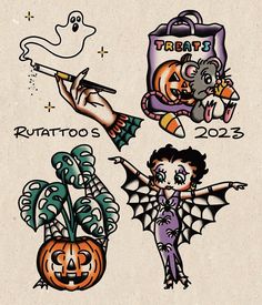 an old school halloween tattoo design