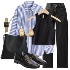 Outfits With Striped Shirts, Casual Day Outfits, Elegante Casual, Wardrobe Outfits, Cooler Look, Stylish Work Outfits, Casual Work Outfits, Mode Inspo