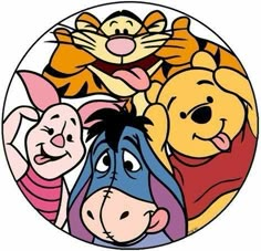 winnie the pooh, tigger, piglet and eenies in a circle