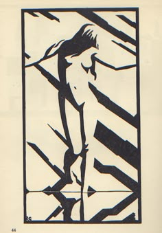 a black and white drawing of a naked woman