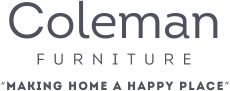 the logo for coleman furniture making home a happy place, with words below it