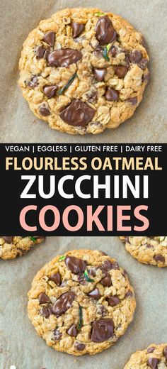 flourless oatmeal zucchini cookies with chocolate chips