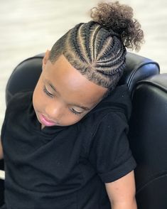 Buzz Cut + Braid + Top knot Bun Men, Black Boy Hairstyles, Baby Boy Hairstyles