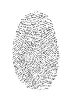 an image of a fingerprint made out of words