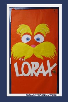 the lorax door decoration is on display