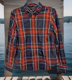 J Crew Slim Fit Shirt Stewart Tartan Plaid Long Sleeve Stretch Womens Size 14 Stewart Tartan, Yellow Plaid, Slim Fit Shirt, Tartan Plaid