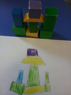 a child's drawing of a building made out of blocks