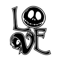 the word love with a skeleton face on it