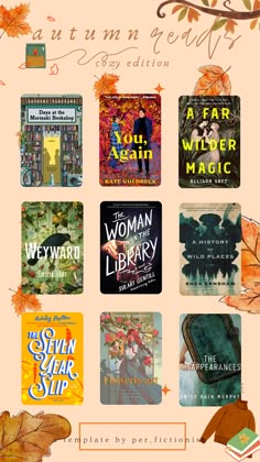 an image of books with autumn leaves on the front and back cover, all written in english