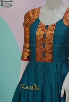 Longfrocksdesigns With Silk Sarees, Neck Designs For Gowns Indian, Narayanapet Pattu Long Frock, Narayanpet Dresses Models, Narayanpet Long Frocks For Kids, Indian Long Dress Gowns Party Wear, Pattu Saree Gown Designs, Long Frock Neck Designs, Saree Long Frock Designs