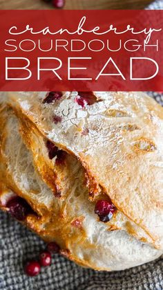 cranberry sourdough bread with text overlay