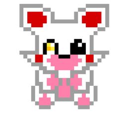 the pixel art is very cute and it looks like an animal with big eyes, pink pants