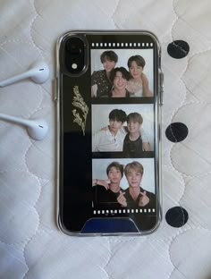 an iphone case with photos of people on it