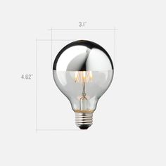 an image of a light bulb with the measurements for it's size and location