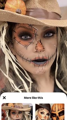 Scarecrow Costume Plus Size, Mom Scarecrow Costume, Scarecrow And Farmer Costume, Scare Crow Costume Women Simple, Easy Scary Scarecrow Makeup, Scarecrow Costume Diy Women's Makeup, Easy Halloween Scarecrow Makeup, Easy Scarecrow Costume Women Diy, Women Scarecrow Makeup