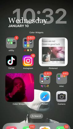 an iphone screen with icons on it and the text'1033 wednesday january 10, 2012 '