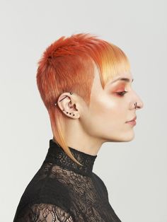 disconnection, precision cutting Red Pixie Haircut, Color Bangs, Tattoo Hair, Pixie Haircuts For Women, Pixie Geldof, Light Blue Hair, Chelsea Girls