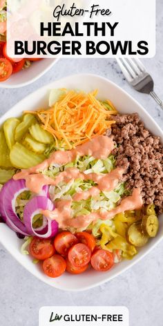 two white bowls filled with different types of salads and dressing on top of each other