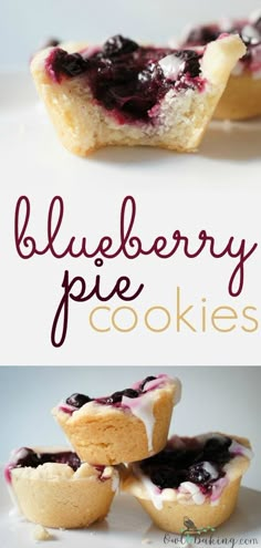 blueberry pie cookies are stacked on top of each other with the words, blueberry pie cookies