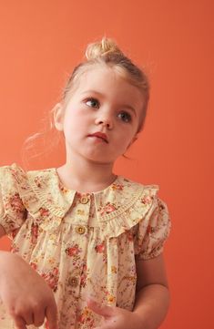 A dainty ladder-stitch inset lends texture to the collar of this adorable puff-sleeve dress patterned in pretty blooms that'll have your kiddo looking sweet. Front button closure 100% cotton Machine wash, tumble dry Imported Floral Puff Sleeve Dress, 2025 Ideas, Ladder Stitch, Infant Girls, Puff Sleeve Dress, Zara Kids, Toddler Clothes, Puffed Sleeves Dress, Stylish Kids