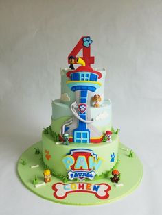 Paw Patrol Cake Decorations, Paw Patrol Party Cake, Paw Patrol Torte, Paw Patrol Tower, Cake Designs For Boy, 4th Birthday Cakes