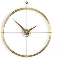 a gold clock with roman numerals is shown on a white background and has an arrow in the middle