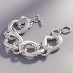 Bracelet Details: Size : 1.25" H, 7.25" + 1.25" L Toggle Closure Toggle Bracelet, Metal Chain, Lowest Price, On Sale, Bracelet, Chain, Silver