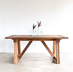 Farmhouse Trestle Dining Table in Reclaimed Oak / Clear Tressel Table, Kitchen Table Nook, Farmhouse Trestle Table, Table Nook, Solid Wood Kitchen Table, Rustic Kitchen Table, Breadboard Ends, Wood Shops, Wood Dining Table Rustic