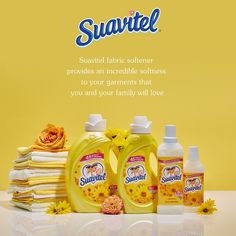 several bottles of sunflower fabric cleaner sitting next to each other