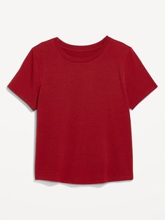 Bestee Crop T-Shirt | Old Navy Casual Red T-shirt For Everyday, Everyday Ribbed T-shirt, Casual Ribbed Cropped Cotton T-shirt, Basic Scoop Neck T-shirt With Ribbed Neckline, Casual Stretch Crew Neck T-shirt, Summer T-shirt With Ribbed Neckline, Stretch Plain Short Sleeve T-shirt, Casual Crew Neck Tops For Everyday, Stretch Crew Neck Cropped T-shirt