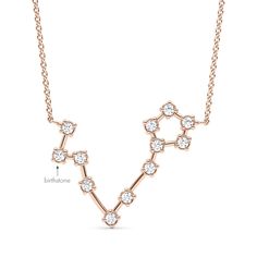 Lab Grown Pisces Constellation Diamond Necklace By Hautecarat. Pisces Constellation, Stackable Wedding Bands, Constellation Necklace, Unisex Ring, Mens Band, Pink Tourmaline, Conflict Free Diamonds, 18k Rose Gold, Eternity Bands