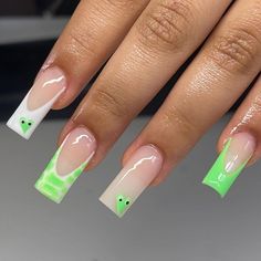 Loser Lover Nails, Baddies Nails Short, Green Acrylic Nails, Short Acrylics, Long Acrylic Nail Designs, Baddie Nails, Cute Acrylic Nail Designs, Simple Acrylic Nails