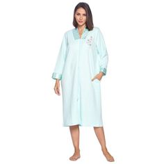 This cozy warm and comfortable House coat with Full zipper front closure Duster for ladies from the Casual Nights Loungewear and Sleepwear robes Collection, Soft and lightweight house robe, in beautiful feminine floral & Solid print pattern designs. this easy to wear bathrobe is made of 65% Poly / 35% Cotton quilted fabric, non- irritating and feels soft against the skin, perfect for spring, summer and all year round! The sleep dresscoat Features: Long sleeves gown with easy full zip up front cl House Coat Pattern, Women Lounge Wear, Womens Flannel Pajamas, Waltz Dress, Womens Flannel, Muumuu Dress, House Coat, Print Design Pattern, Long Sleeve Gown