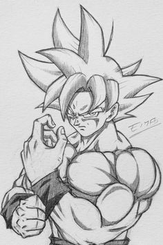 a drawing of the character gohan from dragon ball super broly, drawn in pencil