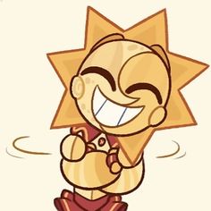 an image of a cartoon character with a star on his head and hands in the air