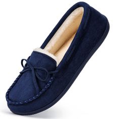 PRICES MAY VARY. Classic elegant look: With an emphasis on the details like the cute bow and delicate stitching, these ladies slippers incorporate traditional techniques, modern constructions and premium finishes. Breathable microsuede upper combines perfectly with fuzzy wool-like lining, lending a superior feel to this classic moccasin house shoe and keeping your feet warm in winter Comfort essentials: Thoughtful designs for upper and stitching make these women's moccasins slippers durable to w Ladies Slippers, Moccasin Slippers, Winter Comfort, Suede Moccasins, Moccasins Slippers, Slippers Cozy, Gifts For Your Mom, Cute Bow, Ladies Shoes