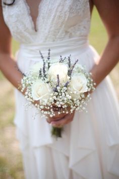 Rustic Wedding Decorations, Prettiest Bouquet, Lavender Wedding, White Bouquet, Baby's Breath